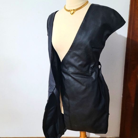 Vegan leather wrap dress - Picture 2 of 4